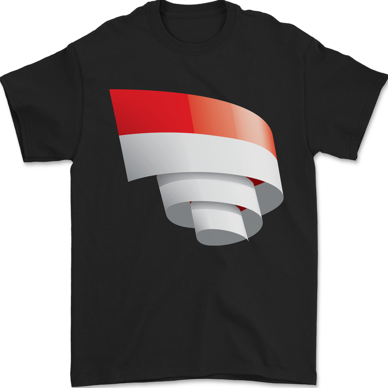 Curled Indonesia Flag Indonesian Day Football Mens T-Shirt 100% Cotton Black