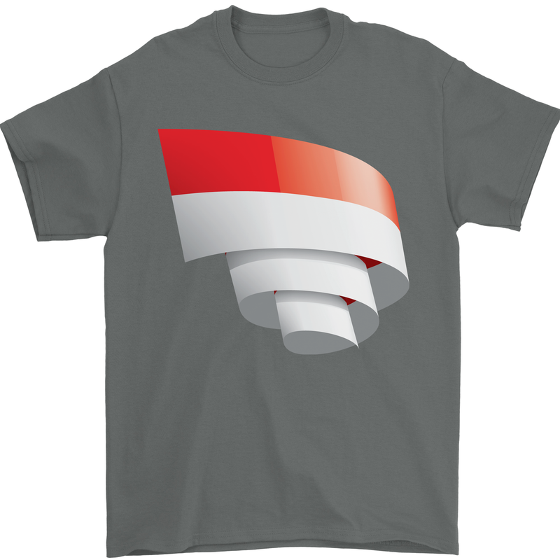 Curled Indonesia Flag Indonesian Day Football Mens T-Shirt 100% Cotton Charcoal