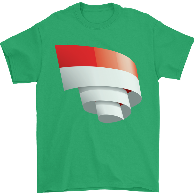 Curled Indonesia Flag Indonesian Day Football Mens T-Shirt 100% Cotton Irish Green