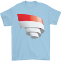 Curled Indonesia Flag Indonesian Day Football Mens T-Shirt 100% Cotton Light Blue