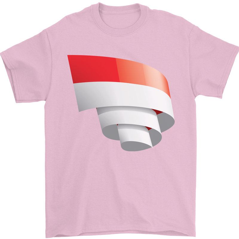 Curled Indonesia Flag Indonesian Day Football Mens T-Shirt 100% Cotton Light Pink