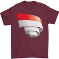 Curled Indonesia Flag Indonesian Day Football Mens T-Shirt 100% Cotton Maroon