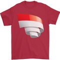 Curled Indonesia Flag Indonesian Day Football Mens T-Shirt 100% Cotton Red