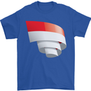 Curled Indonesia Flag Indonesian Day Football Mens T-Shirt 100% Cotton Royal Blue