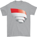 Curled Indonesia Flag Indonesian Day Football Mens T-Shirt 100% Cotton Sports Grey
