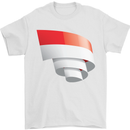 Curled Indonesia Flag Indonesian Day Football Mens T-Shirt 100% Cotton White