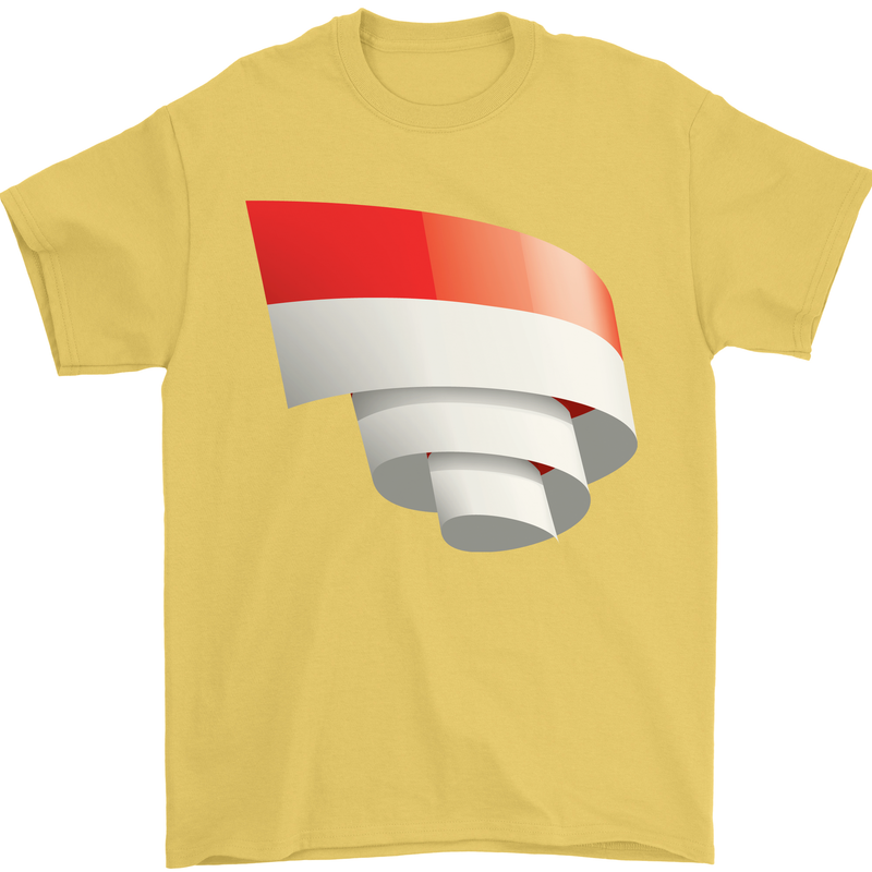 Curled Indonesia Flag Indonesian Day Football Mens T-Shirt 100% Cotton Yellow
