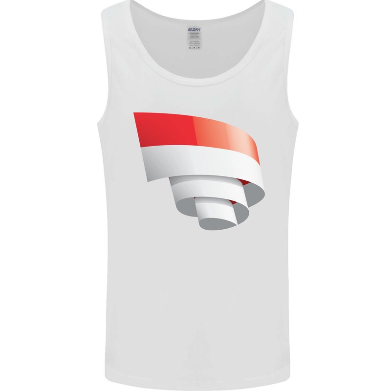 Curled Indonesia Flag Indonesian Day Football Mens Vest Tank Top White