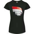 Curled Indonesia Flag Indonesian Day Football Womens Petite Cut T-Shirt Black