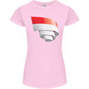 Curled Indonesia Flag Indonesian Day Football Womens Petite Cut T-Shirt Light Pink