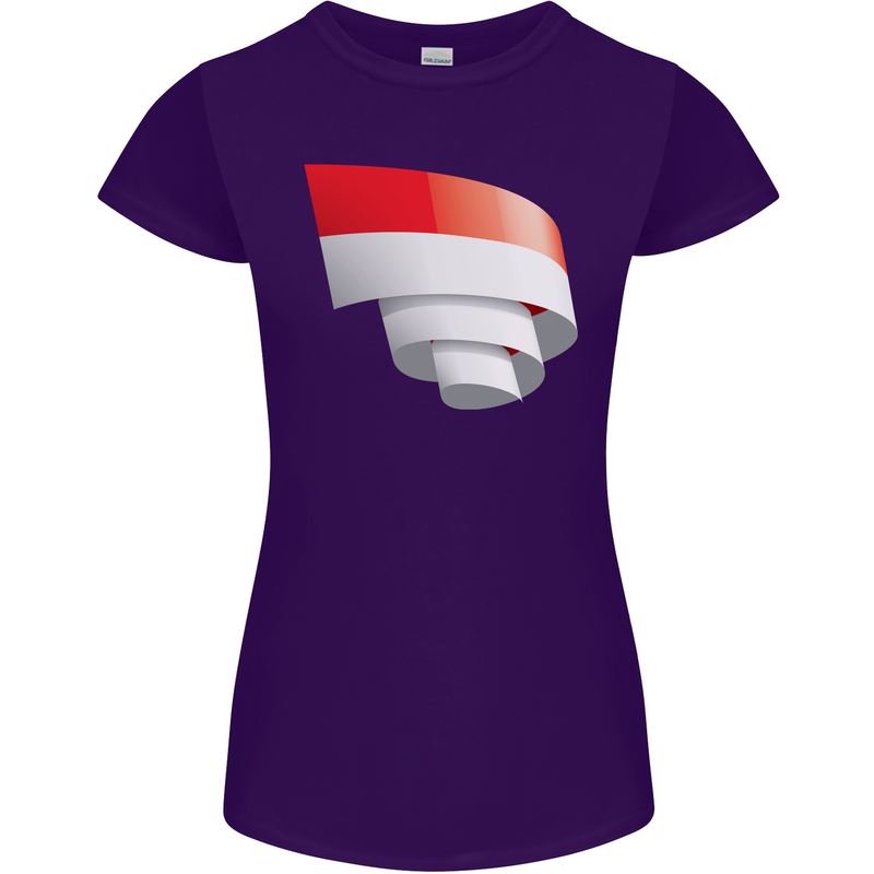 Curled Indonesia Flag Indonesian Day Football Womens Petite Cut T-Shirt Purple