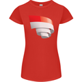 Curled Indonesia Flag Indonesian Day Football Womens Petite Cut T-Shirt Red
