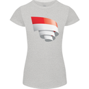 Curled Indonesia Flag Indonesian Day Football Womens Petite Cut T-Shirt Sports Grey