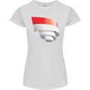 Curled Indonesia Flag Indonesian Day Football Womens Petite Cut T-Shirt White