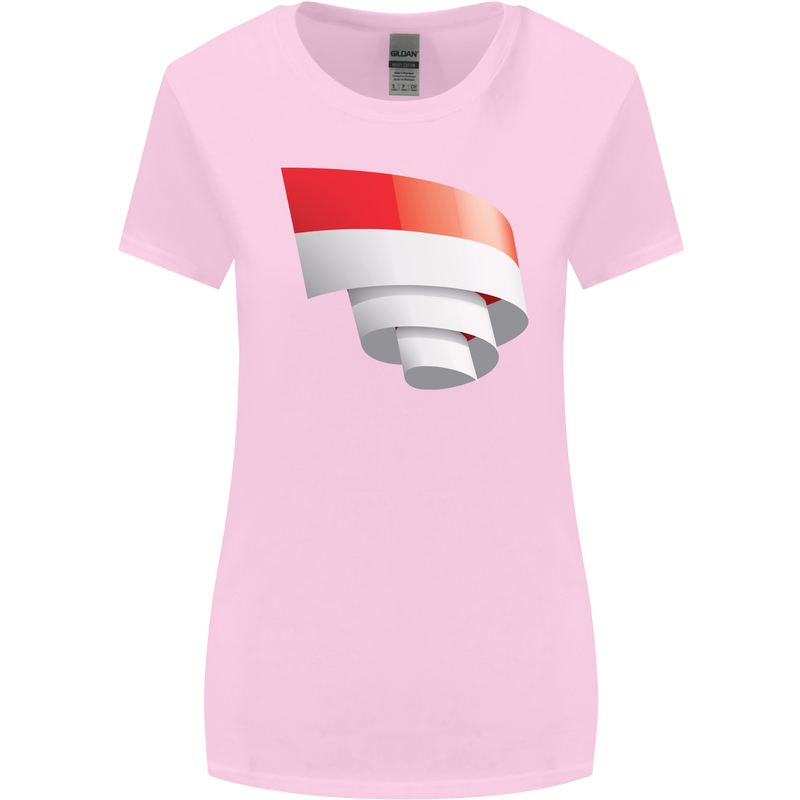 Curled Indonesia Flag Indonesian Day Football Womens Wider Cut T-Shirt Light Pink