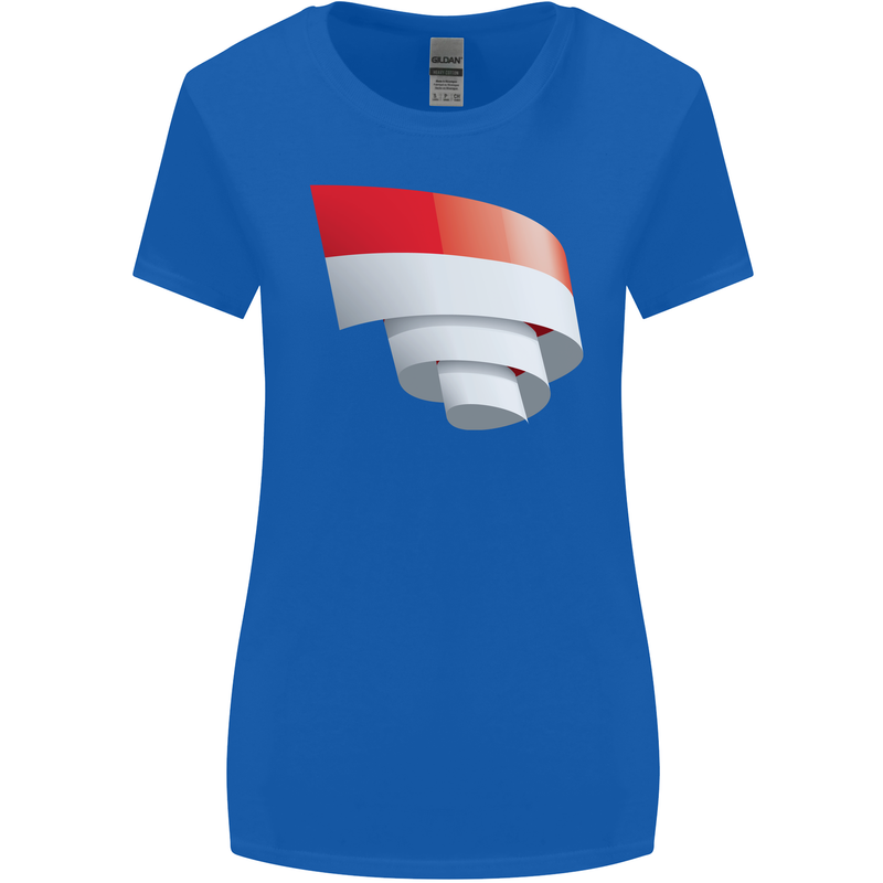 Curled Indonesia Flag Indonesian Day Football Womens Wider Cut T-Shirt Royal Blue