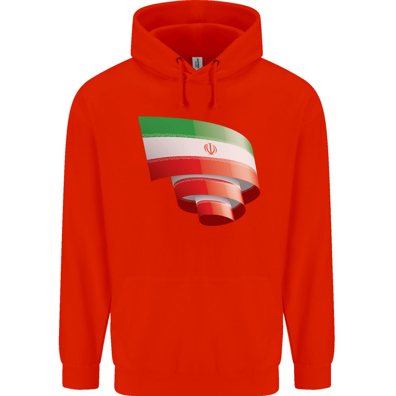 Curled Iran Flag Iranian Day Football Childrens Kids Hoodie Bright Red
