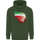 Curled Iran Flag Iranian Day Football Childrens Kids Hoodie Forest Green