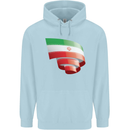 Curled Iran Flag Iranian Day Football Childrens Kids Hoodie Light Blue
