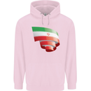 Curled Iran Flag Iranian Day Football Childrens Kids Hoodie Light Pink
