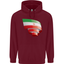 Curled Iran Flag Iranian Day Football Childrens Kids Hoodie Maroon
