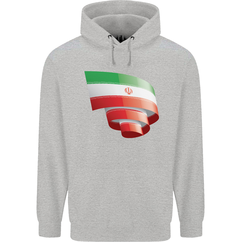 Curled Iran Flag Iranian Day Football Childrens Kids Hoodie Sports Grey