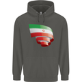 Curled Iran Flag Iranian Day Football Childrens Kids Hoodie Storm Grey