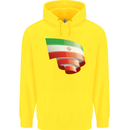 Curled Iran Flag Iranian Day Football Childrens Kids Hoodie Yellow