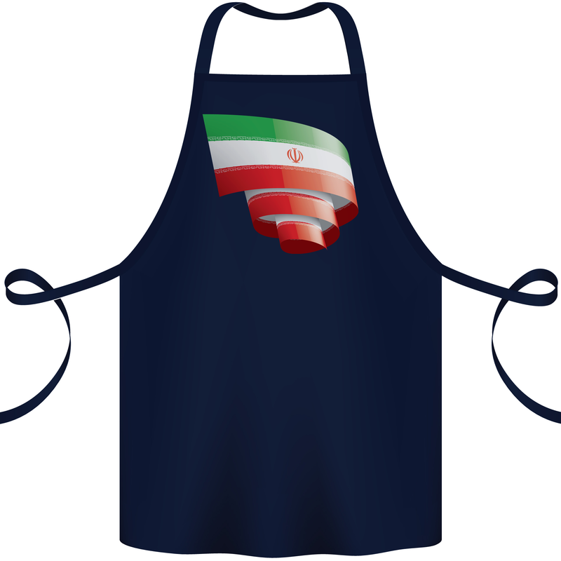 Curled Iran Flag Iranian Day Football Cotton Apron 100% Organic Navy Blue