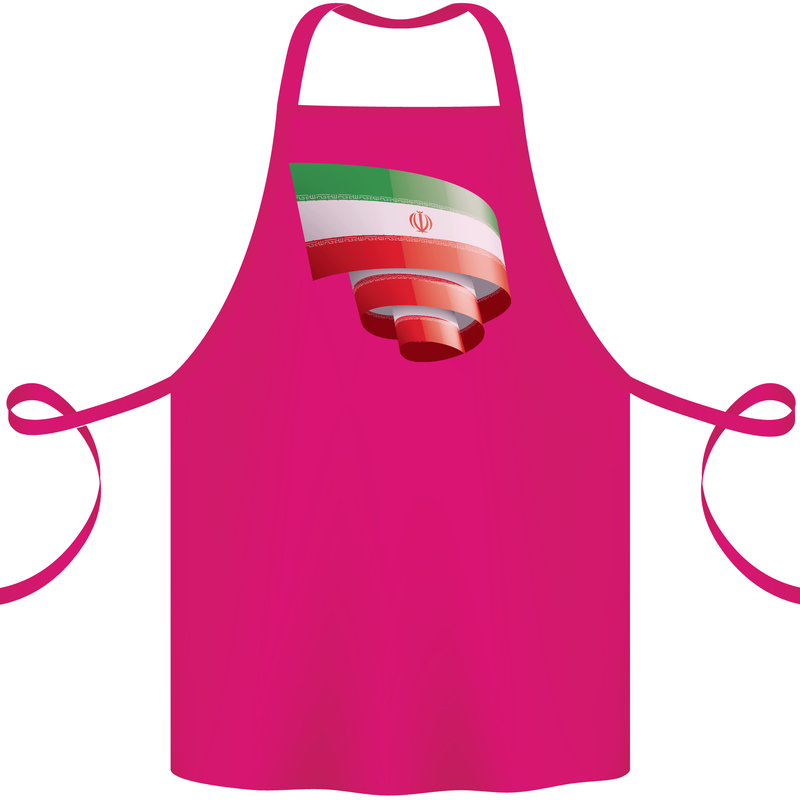 Curled Iran Flag Iranian Day Football Cotton Apron 100% Organic Pink