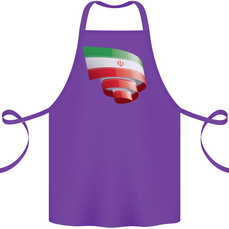 Curled Iran Flag Iranian Day Football Cotton Apron 100% Organic Purple