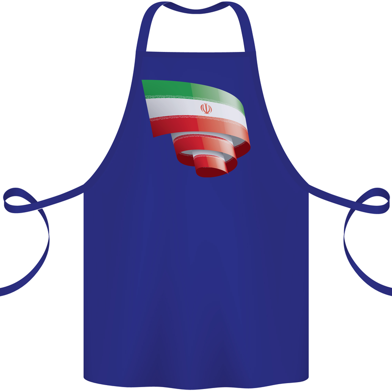 Curled Iran Flag Iranian Day Football Cotton Apron 100% Organic Royal Blue