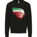 Curled Iran Flag Iranian Day Football Kids Sweatshirt Jumper Black