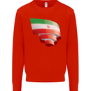 Curled Iran Flag Iranian Day Football Kids Sweatshirt Jumper Bright Red