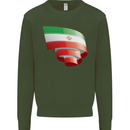 Curled Iran Flag Iranian Day Football Kids Sweatshirt Jumper Forest Green