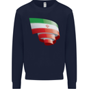 Curled Iran Flag Iranian Day Football Kids Sweatshirt Jumper Navy Blue