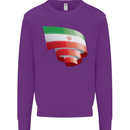 Curled Iran Flag Iranian Day Football Kids Sweatshirt Jumper Purple