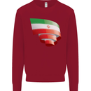 Curled Iran Flag Iranian Day Football Kids Sweatshirt Jumper Red