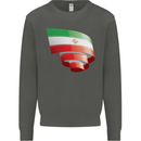Curled Iran Flag Iranian Day Football Kids Sweatshirt Jumper Storm Grey