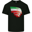 Curled Iran Flag Iranian Day Football Kids T-Shirt Childrens Black