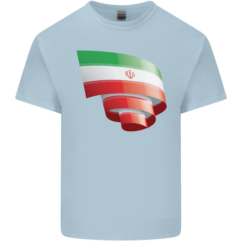 Curled Iran Flag Iranian Day Football Kids T-Shirt Childrens Light Blue