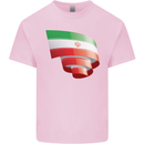 Curled Iran Flag Iranian Day Football Kids T-Shirt Childrens Light Pink