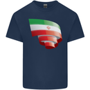 Curled Iran Flag Iranian Day Football Kids T-Shirt Childrens Navy Blue