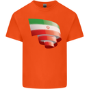 Curled Iran Flag Iranian Day Football Kids T-Shirt Childrens Orange
