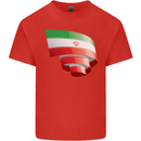 Curled Iran Flag Iranian Day Football Kids T-Shirt Childrens Red