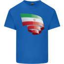 Curled Iran Flag Iranian Day Football Kids T-Shirt Childrens Royal Blue