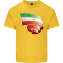 Curled Iran Flag Iranian Day Football Kids T-Shirt Childrens Yellow