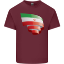 Curled Iran Flag Iranian Day Football Mens Cotton T-Shirt Tee Top Maroon