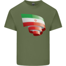 Curled Iran Flag Iranian Day Football Mens Cotton T-Shirt Tee Top Military Green