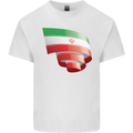 Curled Iran Flag Iranian Day Football Mens Cotton T-Shirt Tee Top White